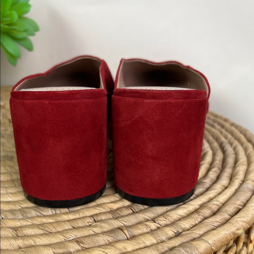 Linea Paolo Zadie Aurora Red Kid Suede Block Mule 8 - Picture 4 of 9